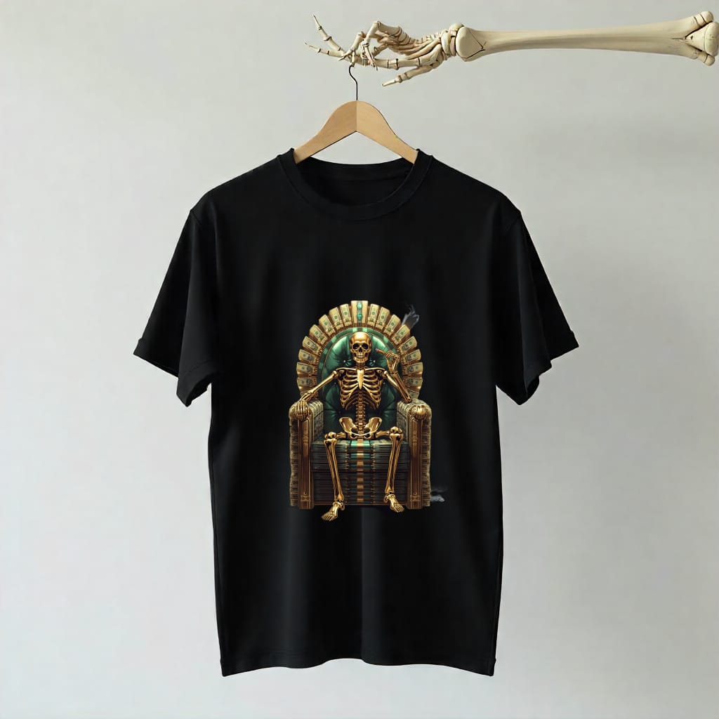 Golden Throne Oversized T-Shirt – Skeleton King Streetwear Tee  (Unisex)
