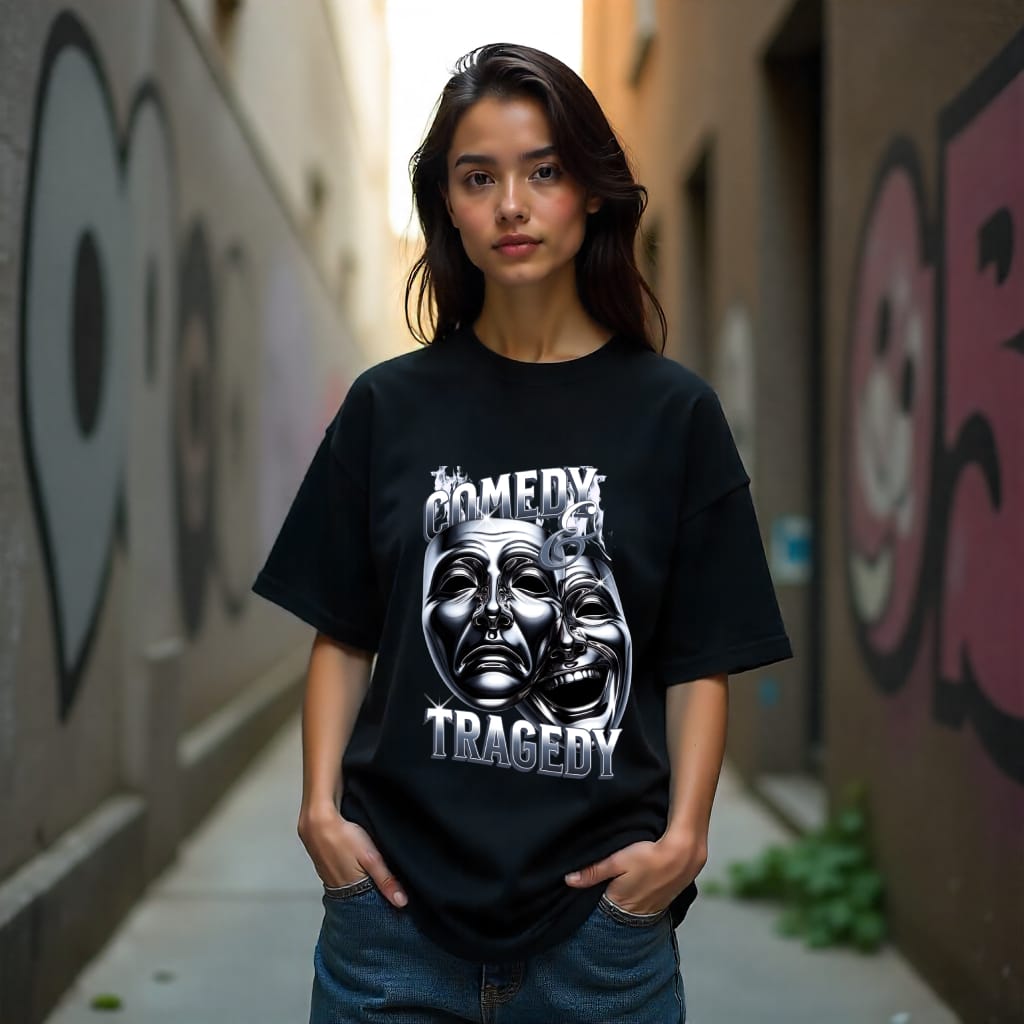 Comedy & Tragedy Oversized T-Shirt  (Unisex)